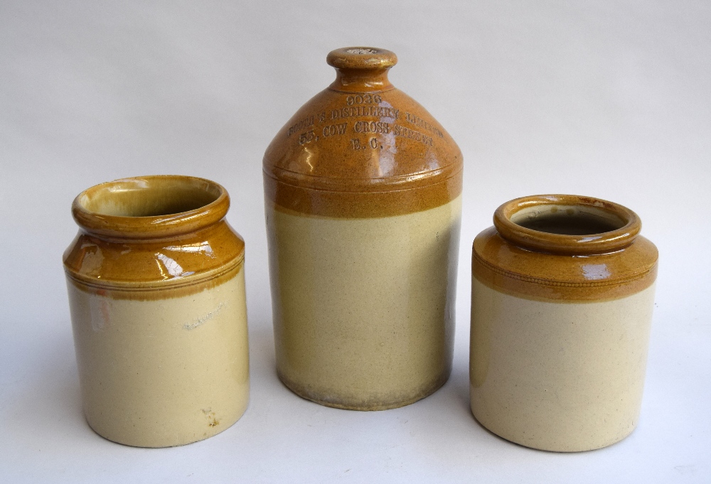 A number of early glass bottles including J.