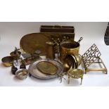 A mixed lot of brass and other metal work - English and African