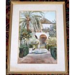 Crookenden, Irene M. (1880-1957) Spanish Garden, watercolour, signed in pencil lr.left 35.