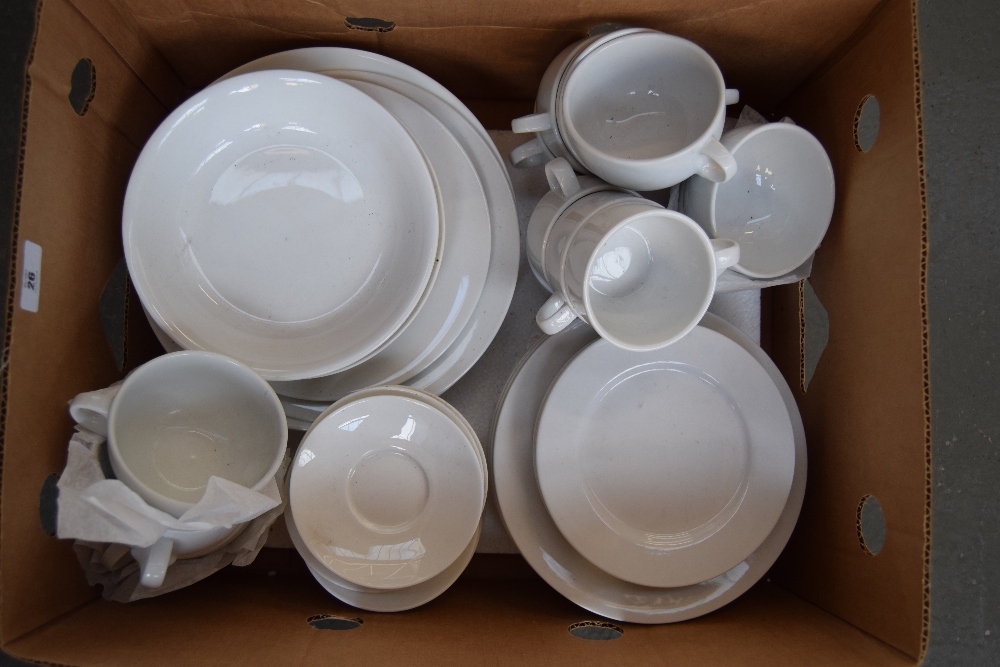 A plain white Italian porcelain part dinner service