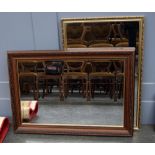 Two framed mirrors with bevelled glass,