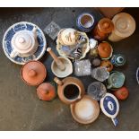 A box of ceramics to include Wade, Denby,