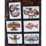 Native American hand coloured totems,