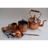 A late 19th century Copper Kettle, the lid with acorn finial, marks to base for Geo. Robbins & Co.