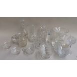 A mixed box of cut glass, including vases, pineapple cut decanters, wine glasses, etc.
