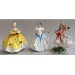 Three Royal Doulton figuries; 'The Last Waltz' HN 2315, `Daddy`s Joy` HN3294 (number 437),