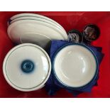 A box of Wedgwood 'Blue Pacific' part dinner service,