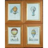 Eight prints, four of 18th century hot air balloons, including Globe Fait Pour Être Dirigé C.