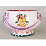 A Wemyss Ware one of a kind hand painted bowl, decorated with roses connected by swathes,