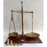 A Young Son and Marlow of Westminster set of brass and mahogany balance scales,