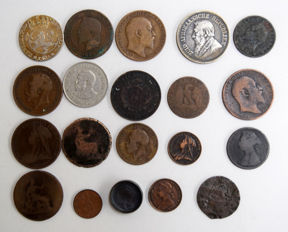 A small collection of old coins, including a a 'Danske 1742 24 skilling; NORV VA GO D G REX DAN',