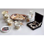 A box of china, mostly royal commemorative mugs including George VI's coronation,