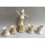 A studio pottery coffee set in the style of bamboo by Isla Chaney RA