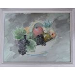 Still life of a fruit bowl, watercolour, framed and glazed, 36.