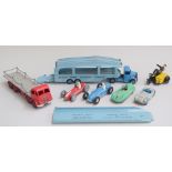 A collection of Dinky Toys diecasts to include; 11 Aston Martin, 236 Connaught racing cart,