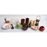 A mixed lot to include a pair of carved bone poker gaming cups and a brass and copper gaming cup,