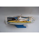 A vintage blue scale model "Star" Sailing Yacht with masts,