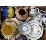 A box of mixed ceramics including Midwinter porcelain