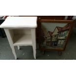 A white painted pine bedside table with undershelf, 70cmH,