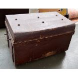 A brown painted metal chest,