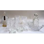 A quantity of cut glass to include an early 20th century scent bottle with chased white metal