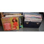 A mixed collection of vinyl LPs, mainly pop compilations from the 1970s,