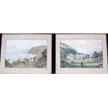 Two watercolours of Cornish seaside villages signed lw.rt. F.