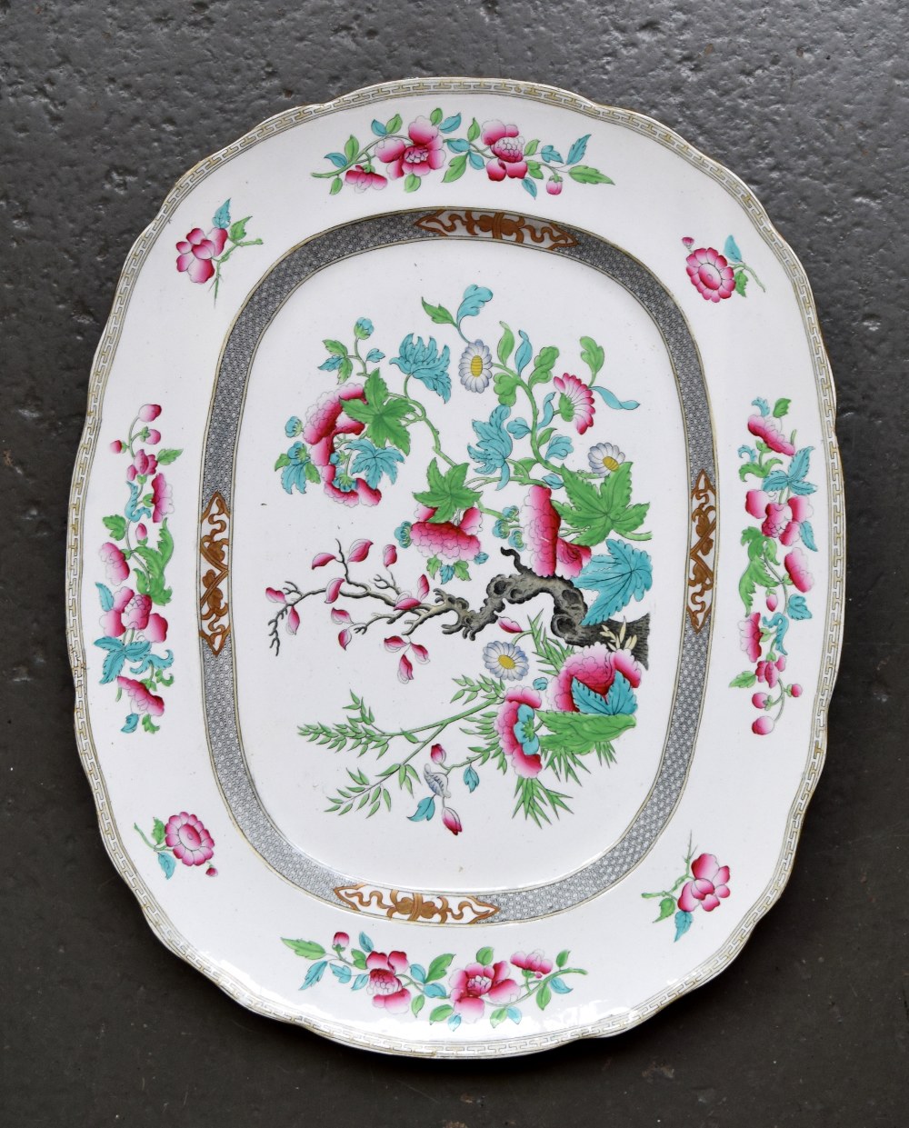 An 'Indian Tree' oval serving platter, No.1857, c.1860