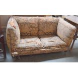 A small two seater sofa in the Jacobethan taste, on a robust frame,