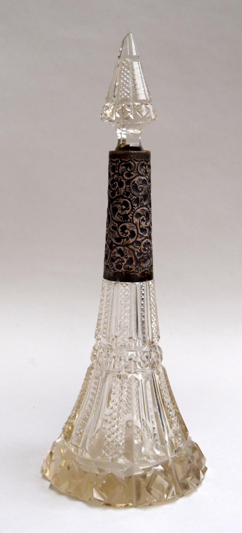 A quantity of cut glass to include an early 20th century scent bottle with chased white metal - Image 2 of 2