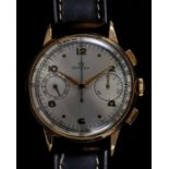 A RARE GENTLEMAN’S 18CT GOLD OMEGA 33.3 CHRO T5 CHRONOGRAPH WATCH CIRCA 1944, Omega cal. 33.3