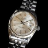 A FINE GENTLEMAN’S STEEL & WHITE GOLD ROLEX OYSTER PERPETUAL DATEJUST BRACELET WATCH CIRCA 1970s,