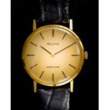 A GENTLEMAN’S BULOVA LONGCHAMP STEEL & GOLD PLATED WATCH Dial signed Bulova Movement: 17J, Bulova