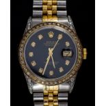 A GENTLEMAN’S STEEL & GOLD ROLEX OYSTER PERPETUAL DATEJUST WRIST WATCH *CROWN FAULT* DATED 1981, REF