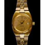 A LADIES STEEL & GOLD PLATED OMEGA SEAMASTER BRACELET WATCH DATED 1980, ORIGINAL BOX & PAPERS,