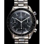 A GENTLEMAN’S OMEGA SPEEDMASTER REDUCED CHRONOGRAPH CIRCA 1998, inc Omega service papers with