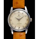 A GENTLEMAN’S STEEL OMEGA SEAMASTER WRIST WATCH CIRCA 1958, Movement: Cal 501, signed Omega Case: