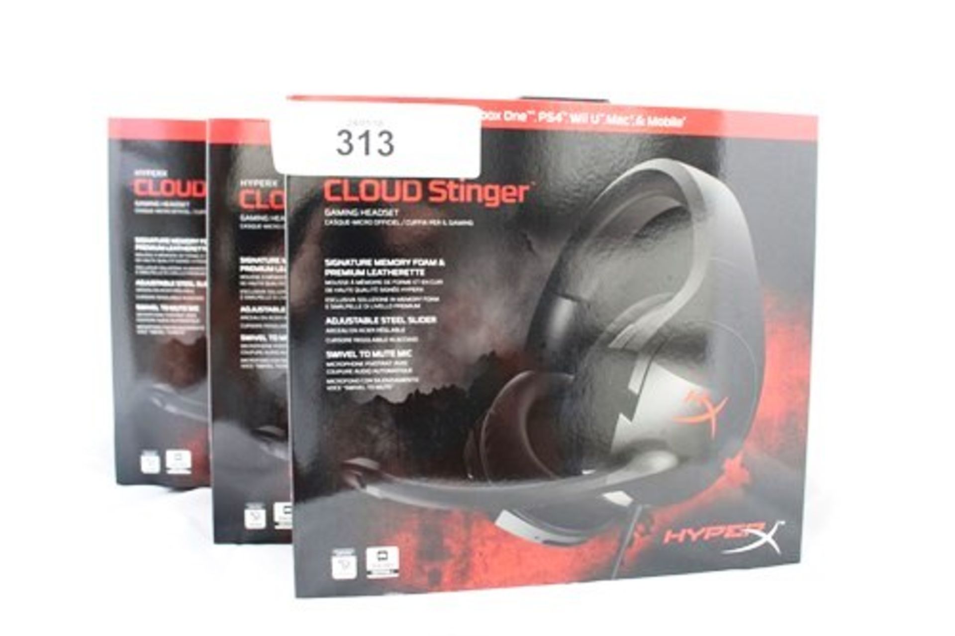 3 x Hyperx Cloud stinger gaming headsets, model number HX-HSCS-BKEM - New in sealed box (C2)