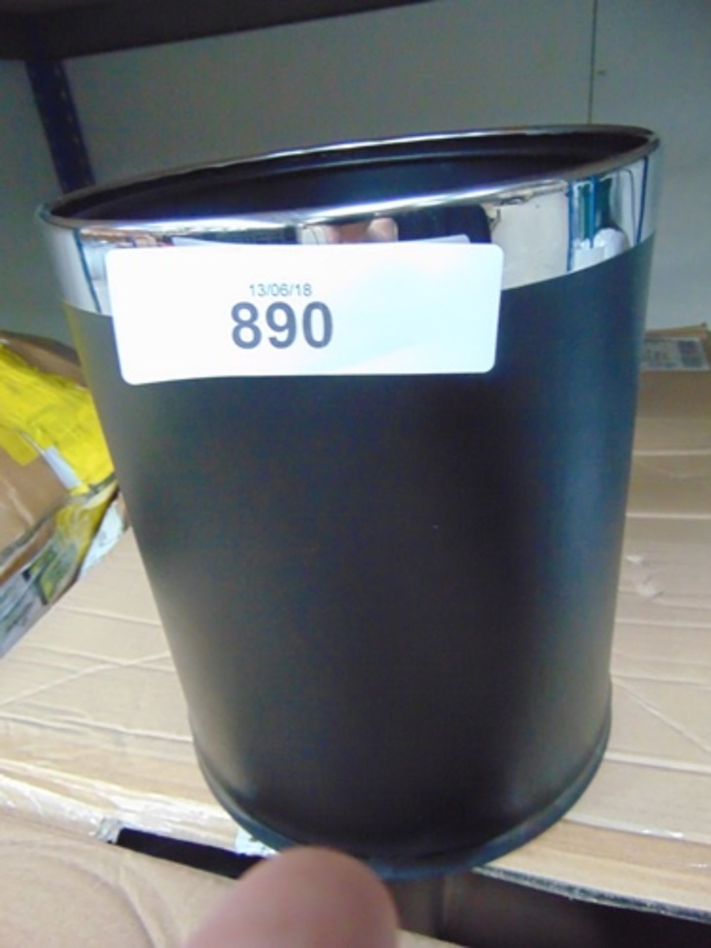 6 x Deluxe, 10Ltr steel bins with black vinyl outer covers, Code 38729/3 - New (Bay10)