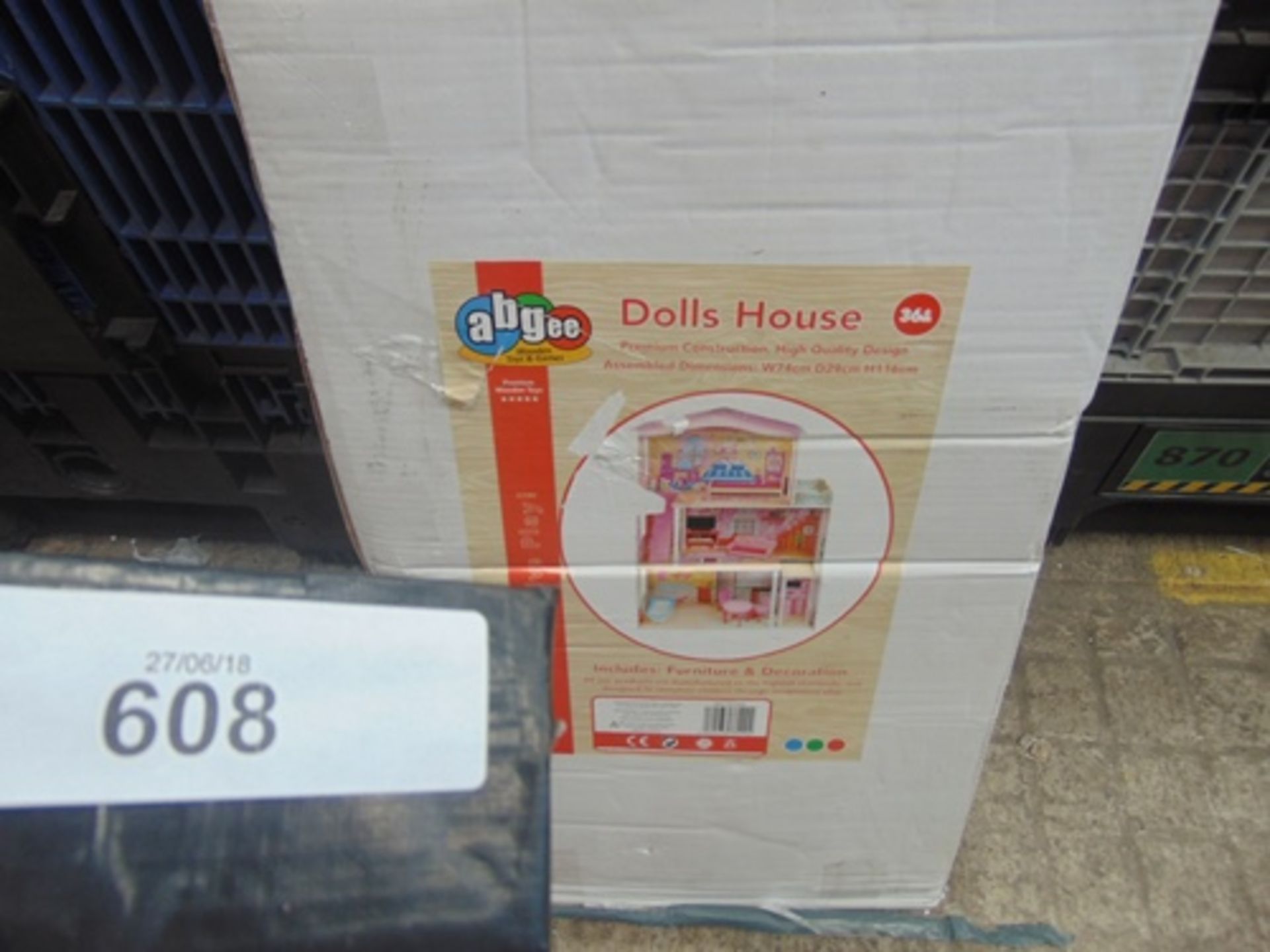 A Abgee dolls house with furniture and decorations. Item number FC1052 - New in tatty box (B17)