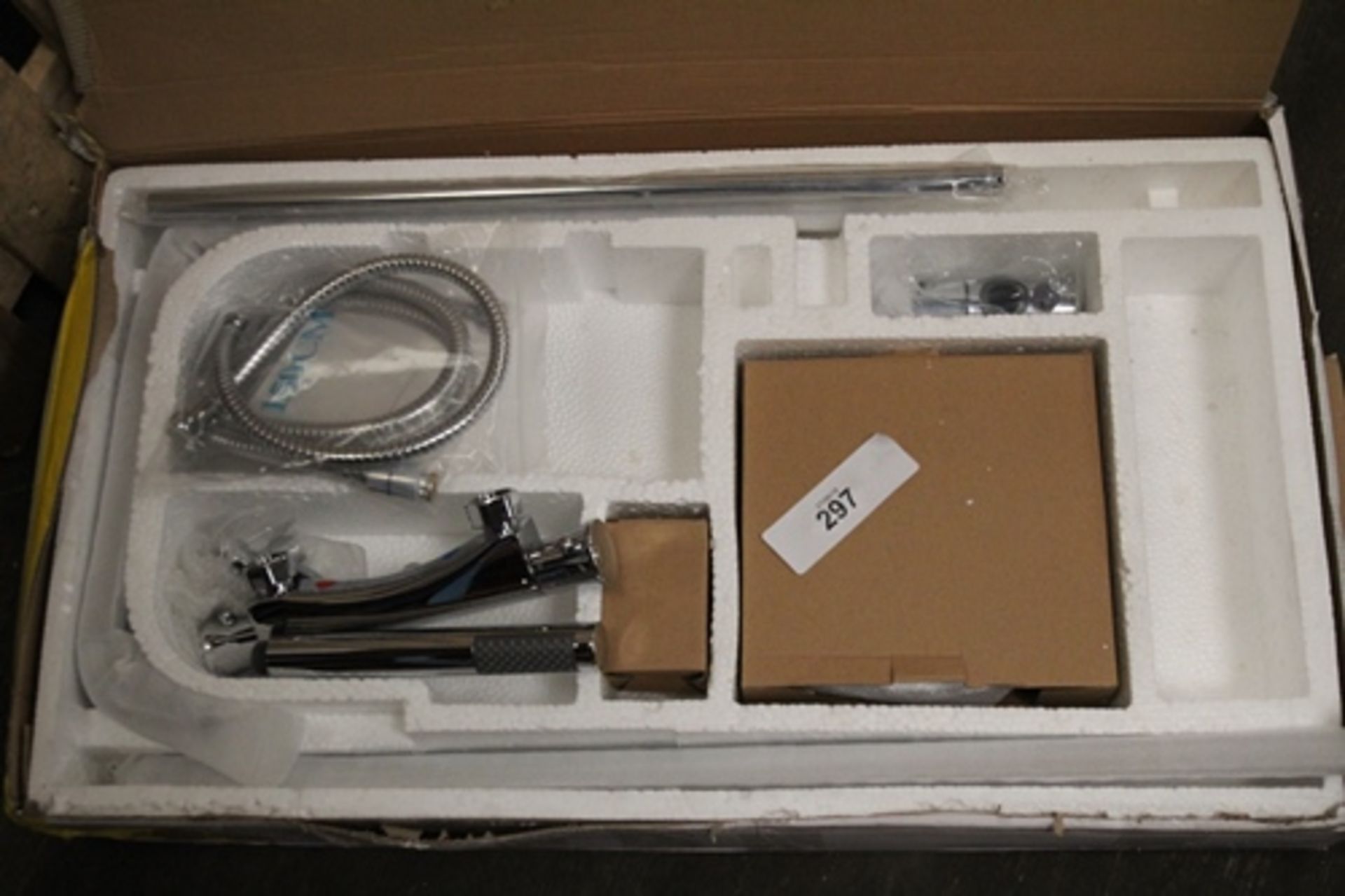 An unbranded up and over twin shower system chrome, unknown model - New in box (B28)
