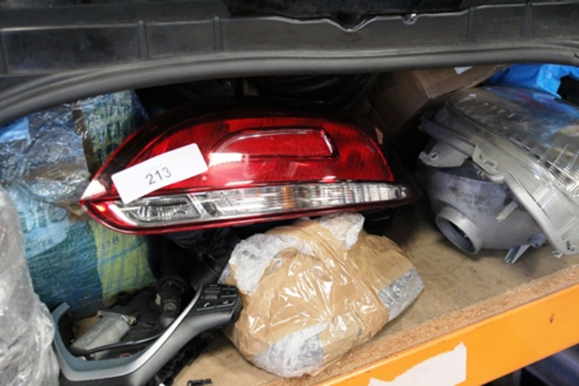 Approximately a half shelf of car spares including headlights, parcel shelf, mirrors, clocks - Image 4 of 4