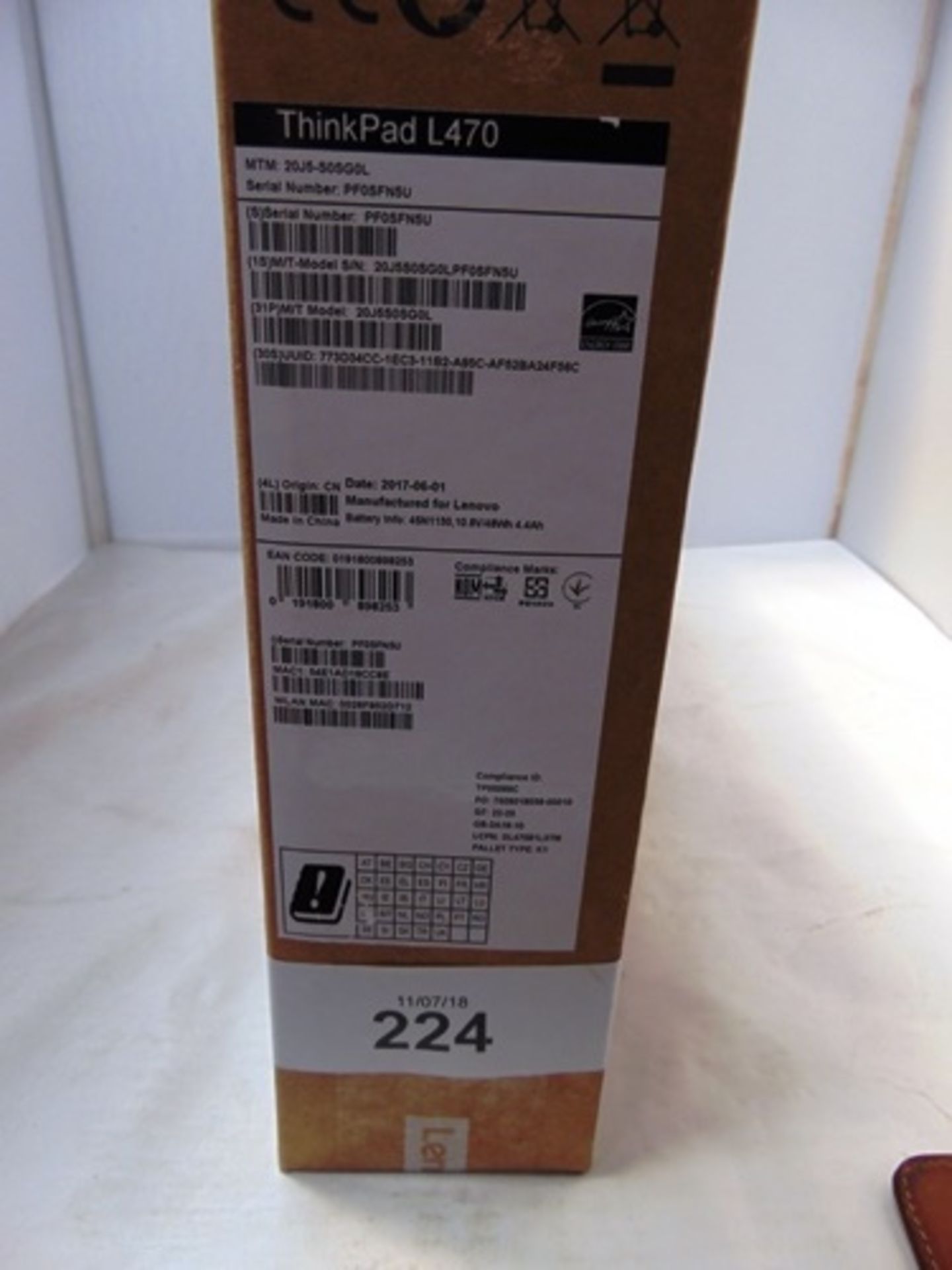 A Lenovo Thinkpad L470 laptop. Model 20J5SOSGOL - Sealed new in box (C3)