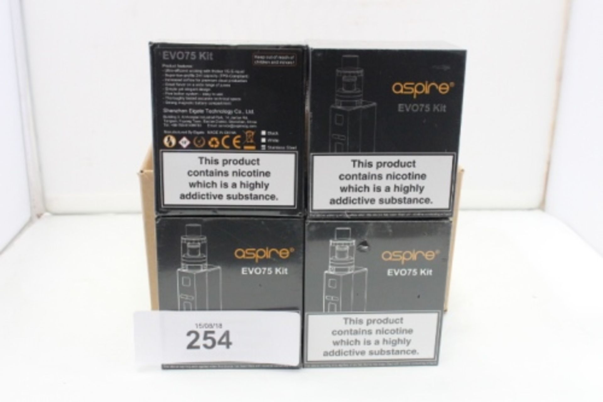 4 x Aspire EVO75 vaping kits, RRP £40 each - Sealed new in box (FC6)