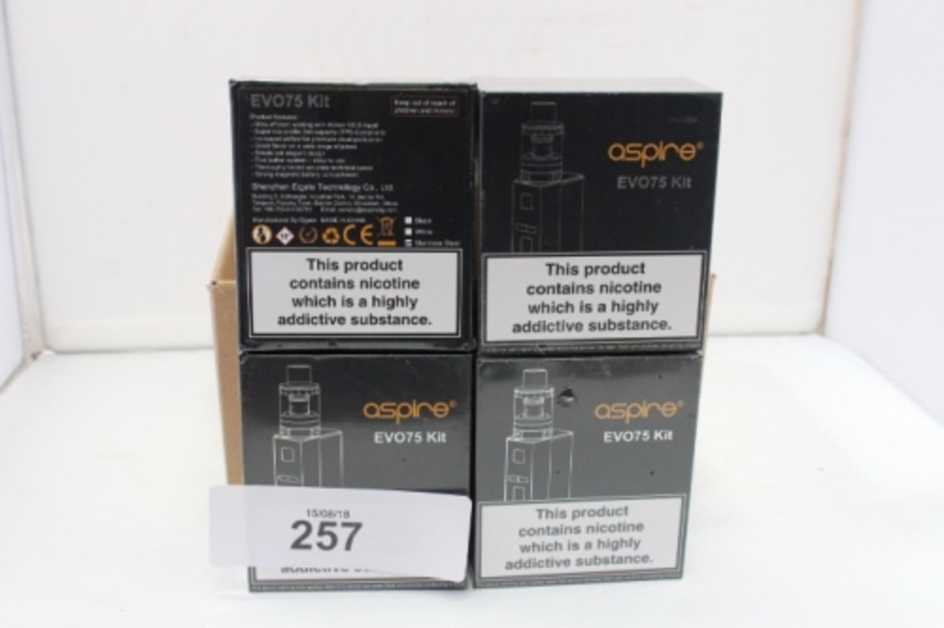 4 x Aspire EVO75 vaping kits, RRP £40 each - Sealed new in box (FC6)