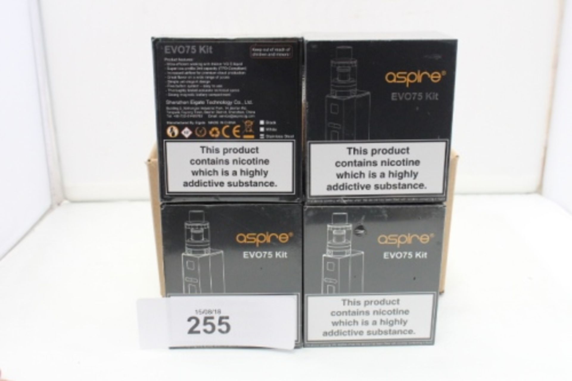 4 x Aspire EVO75 vaping kits, RRP £40 each - Sealed new in box (FC6)