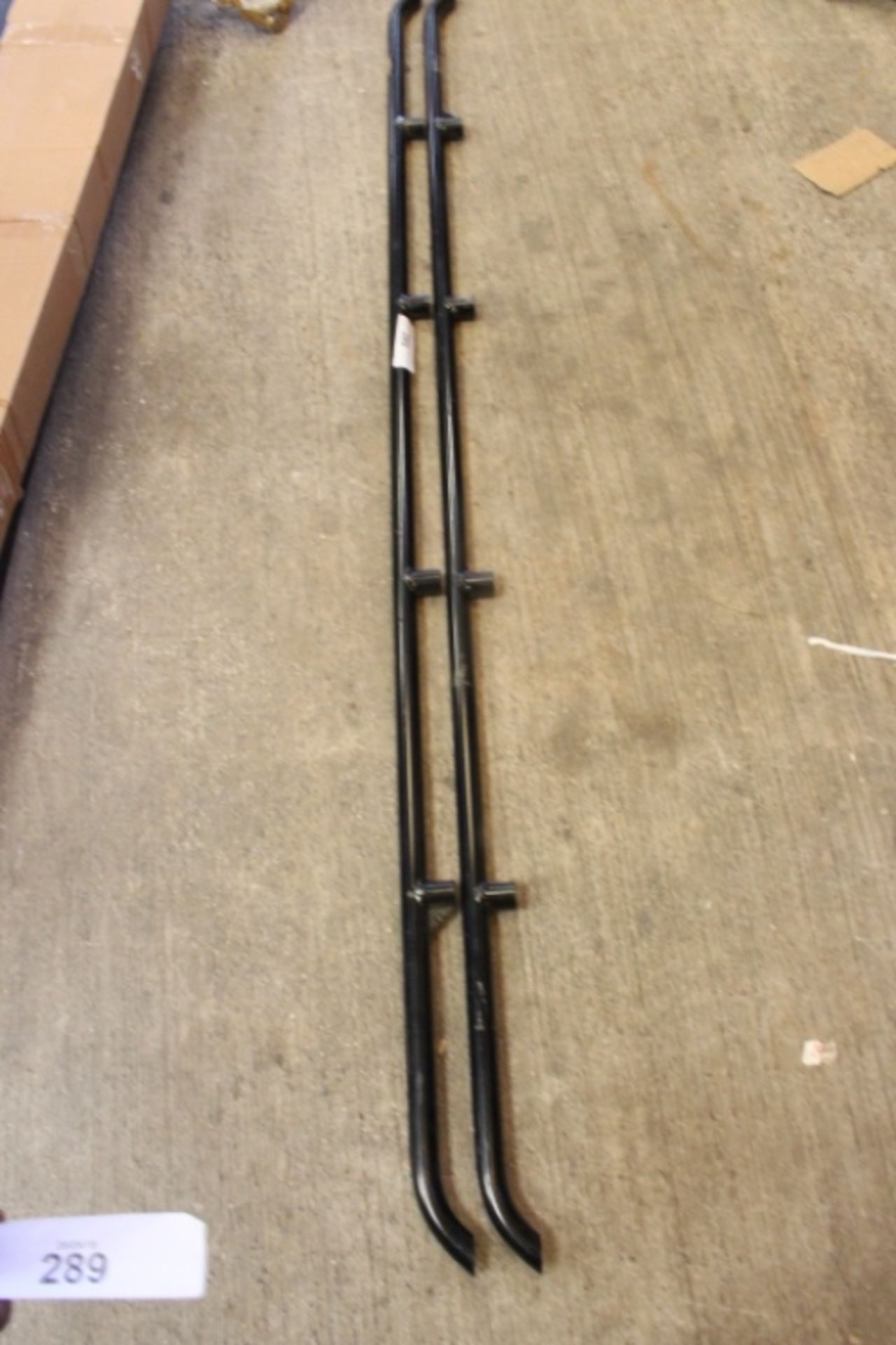 2 x Steel rails, unknown brand, unknown use, 210cm long, 6 mounting points - Used (AC1)