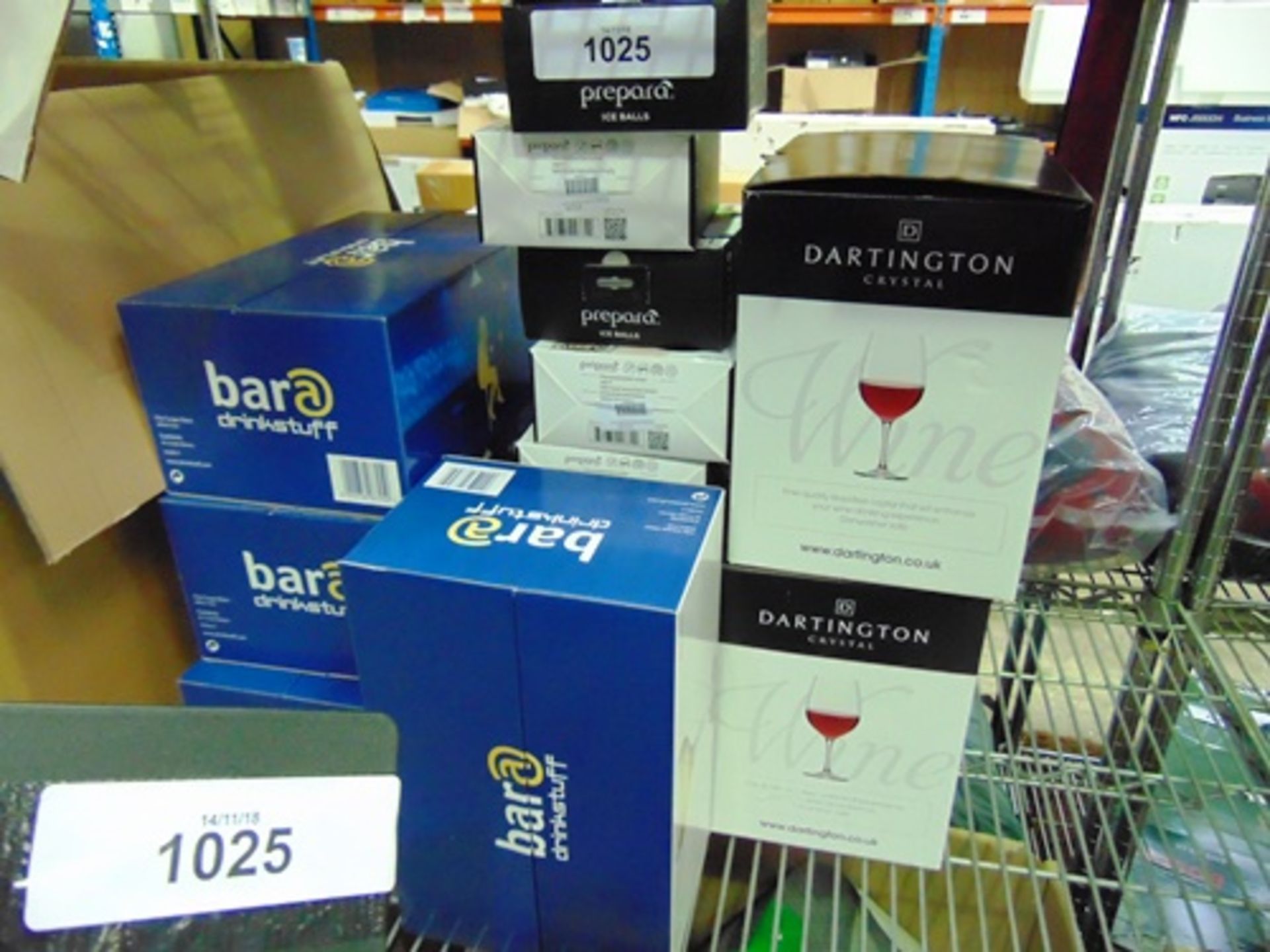 3 x boxes containing 6 x Dartington red wine glasses Prepara ice balls, 4 x boxes containing 6 x