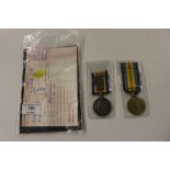 A WW1 pair of medals to 58415 Pvt W J Reeve West Y