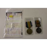 A WW1 pair of medals to Pvt H C Bishop AVC